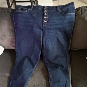 Torrid Dark Blue Skinny Jeans with Button Fly